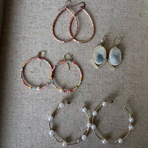 Hoop Earrings, 3 hoops and a dangle